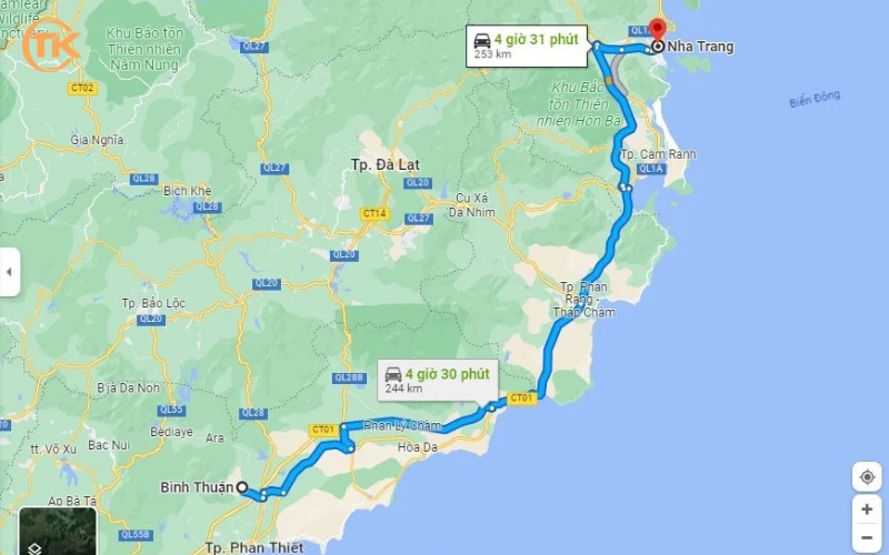 từ nha trang đi bình thuận bao nhiêu km